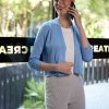 Women 89th + Madison Tops | 3/4 Sleeve Button Cuff Open Cardigan