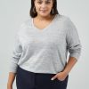 Women 89th + Madison Tops | V-Neck With Lace Knit Top