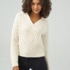 Women 89th + Madison Tops | Cable V-Neck Collar Sweater Pullover