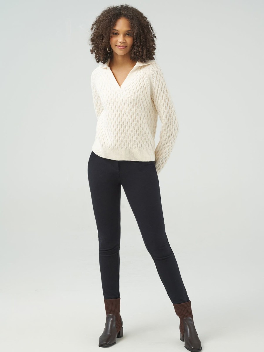 Women 89th + Madison Tops | Cable V-Neck Collar Sweater Pullover