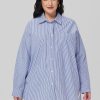 Women 89th + Madison Tops | Stripe Button Down Shirt Classic Stripes-Blue Combo