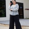 Women 89th + Madison Pants | Scuba High-Rise Wide Leg Pants Black Beauty