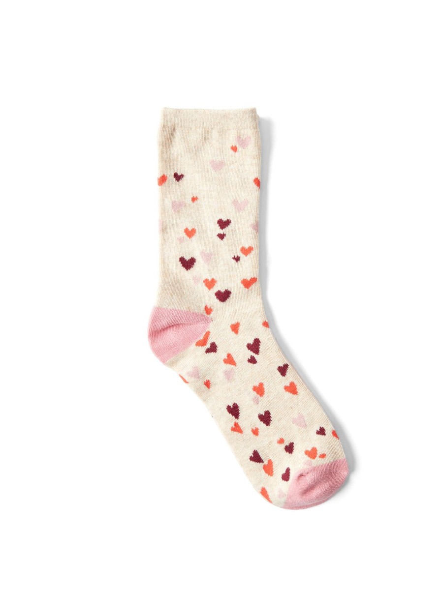 Women 89th + Madison Socks | Heart Print Crew Socks