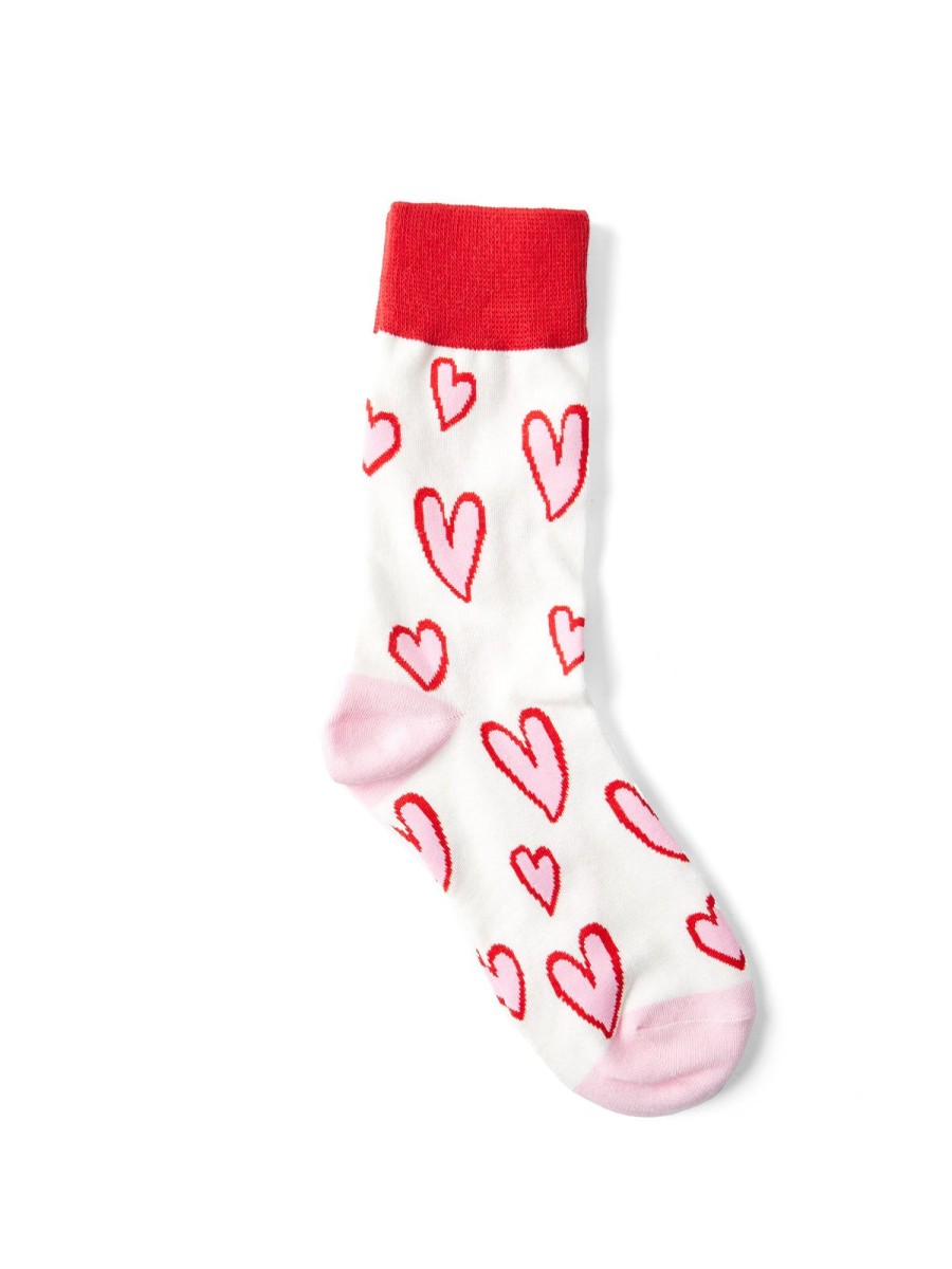 Women 89th + Madison Socks | Heart Print Crew Socks