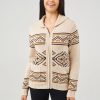 Women 89th + Madison Sweaters & Cardigans | Jacquard Turn-Down Collar Zipper Cardigan Oatmeal Heather Combo