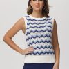 Women 89th + Madison Sweaters & Cardigans | Chevron Pointelle Vest Blue/White Combo