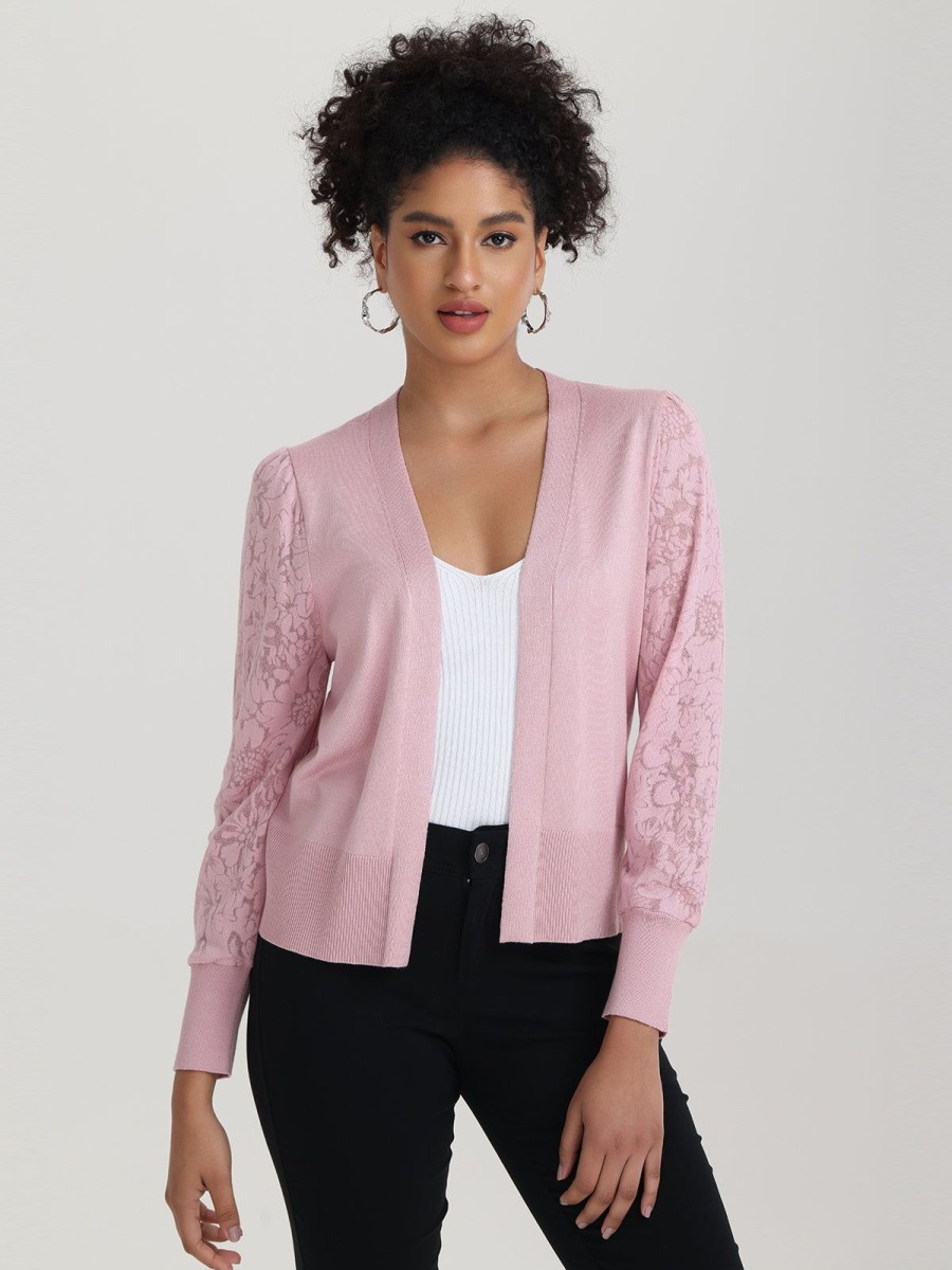 Women 89th + Madison Sweaters & Cardigans | Lace Sleeve Open Front Cardigan