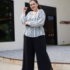 Women 89th + Madison Pants | Scuba High-Rise Wide Leg Pants Black Beauty