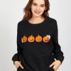 Women 89th + Madison Tops | Spooky Pumpkins Graphic Sweatshirt Black