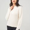 Women 89th + Madison Tops | Shaker With V-Yoke Crewneck Puff Sleeve Pullover