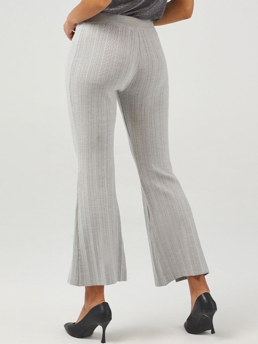 Women 89th + Madison Pants | Rib Slit Bell Bottom Pants Medium Heather Grey