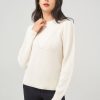 Women 89th + Madison Sweaters & Cardigans | Shaker With V-Yoke Crewneck Puff Sleeve Pullover