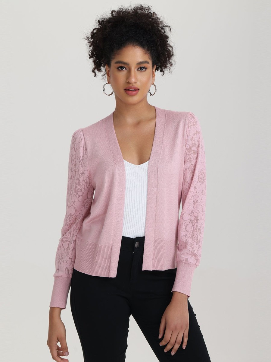 Women 89th + Madison Tops | Lace Sleeve Open Front Cardigan