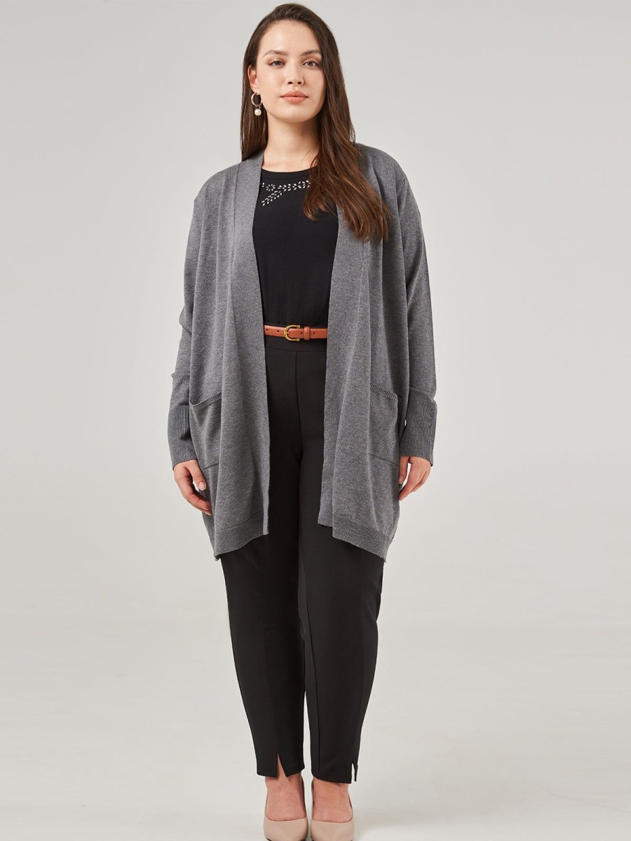 Women 89th + Madison Tops | Wide Rib Trim Open Cardigan