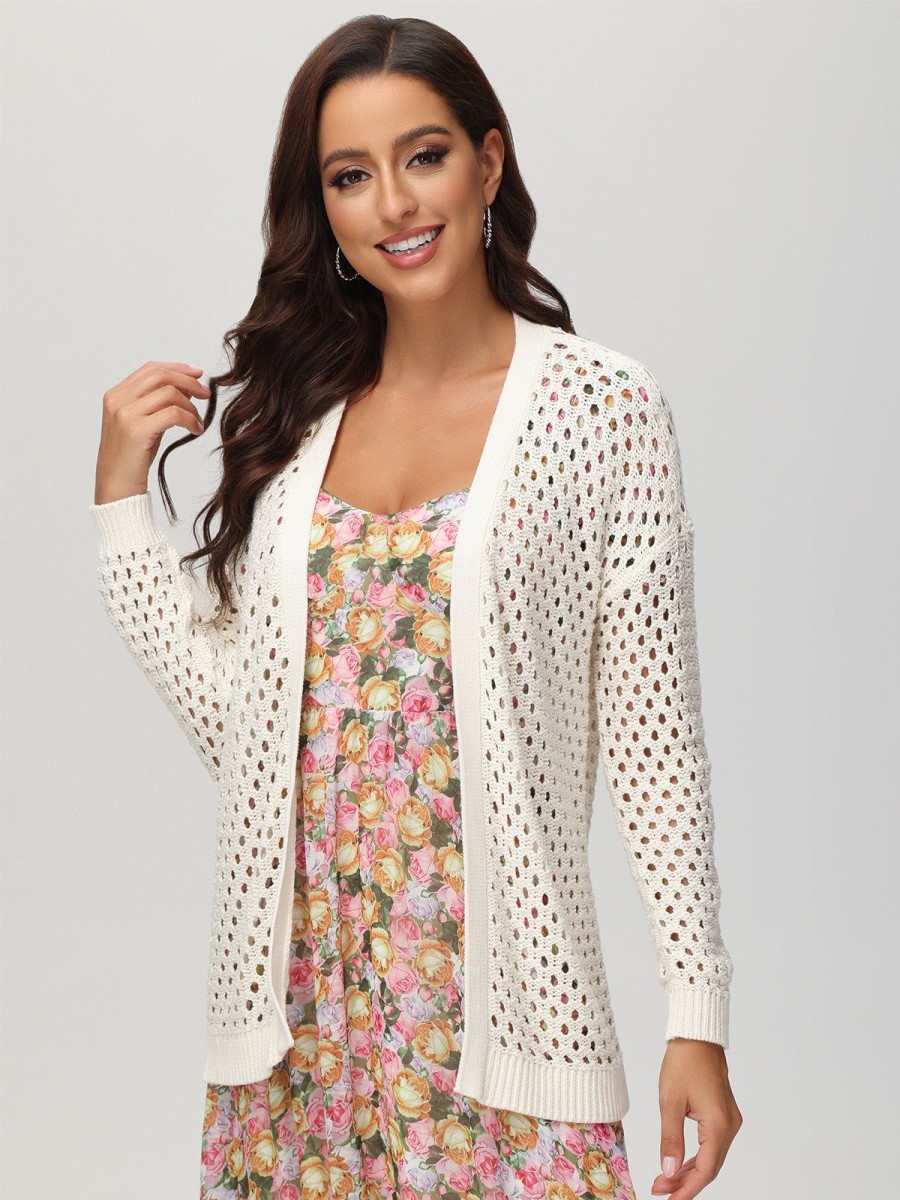 Women 89th + Madison Tops | Long Sleeve Mesh Cardigan