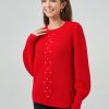 Women 89th + Madison Sweaters & Cardigans | Pearls Cable With Shaker Crewneck Pullover