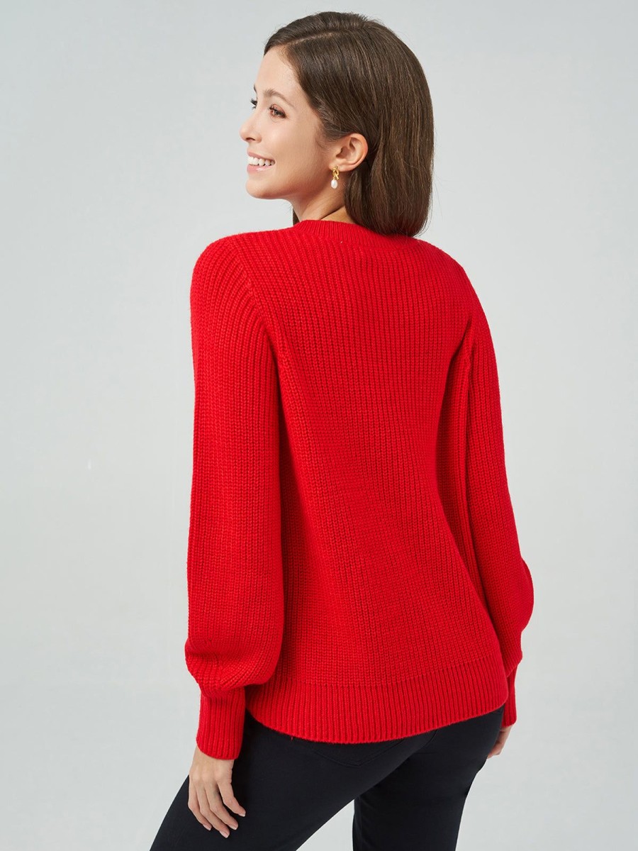 Women 89th + Madison Sweaters & Cardigans | Pearls Cable With Shaker Crewneck Pullover