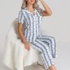 Women 89th + Madison Sleepwear | Stripe Pajamas Set Baltic Sea Combo