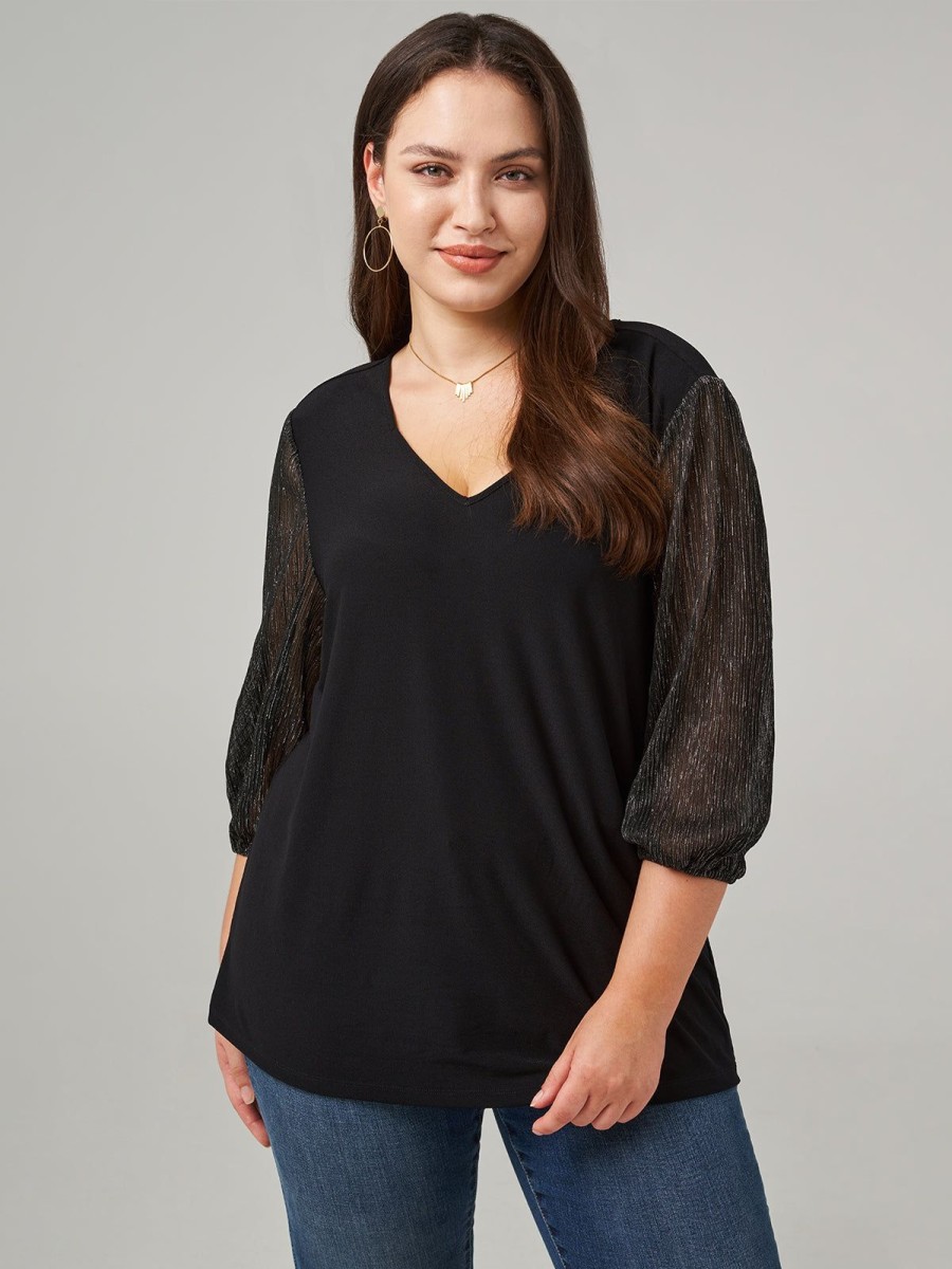 Women 89th + Madison Tops | Sweetheart Neck Ruched Sleeve Top