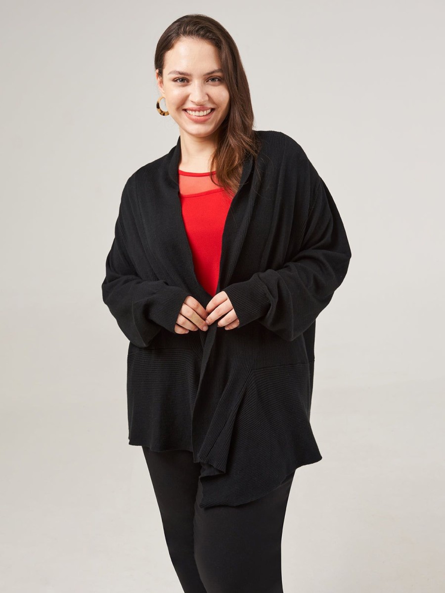 Women 89th + Madison Sweaters & Cardigans | Directional Rib Drape Open Cardigan