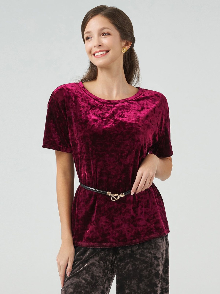 Women 89th + Madison Tops | Scoop Neck Velvet Tee