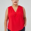 Women 89th + Madison Tops | V-Neck Smocked Shoulder Vest