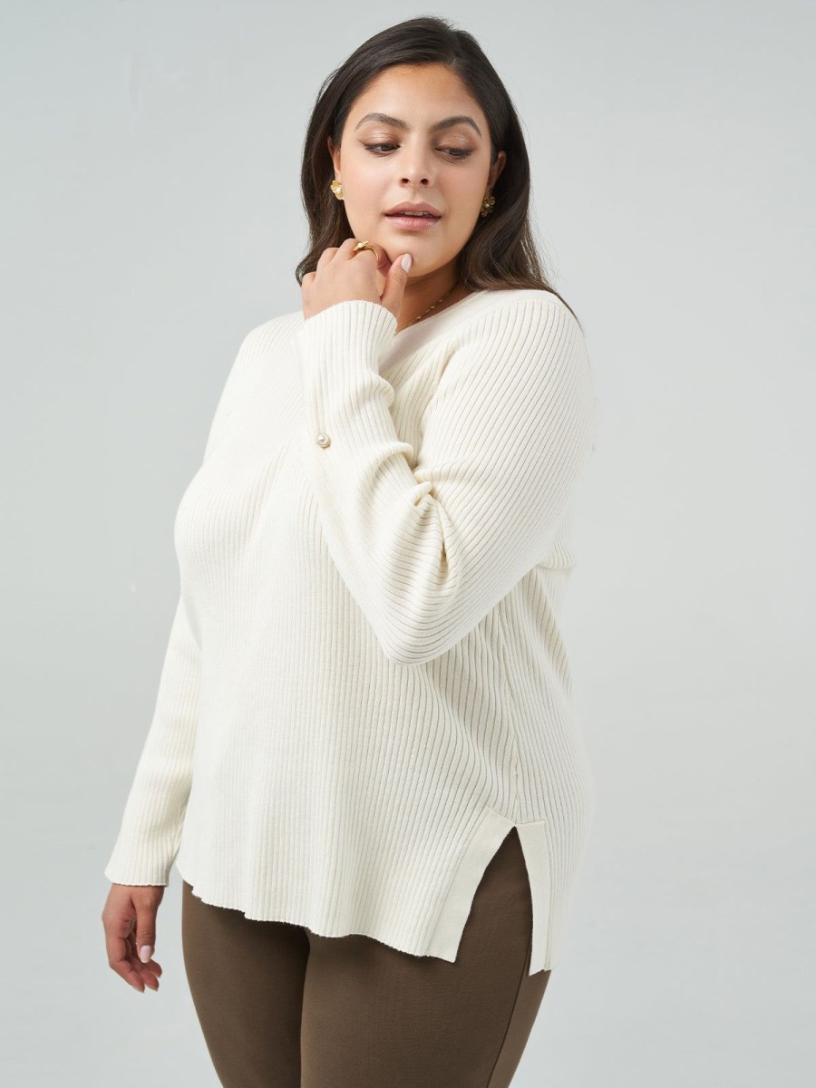 Women 89th + Madison Tops | Rib Crewneck Pullover