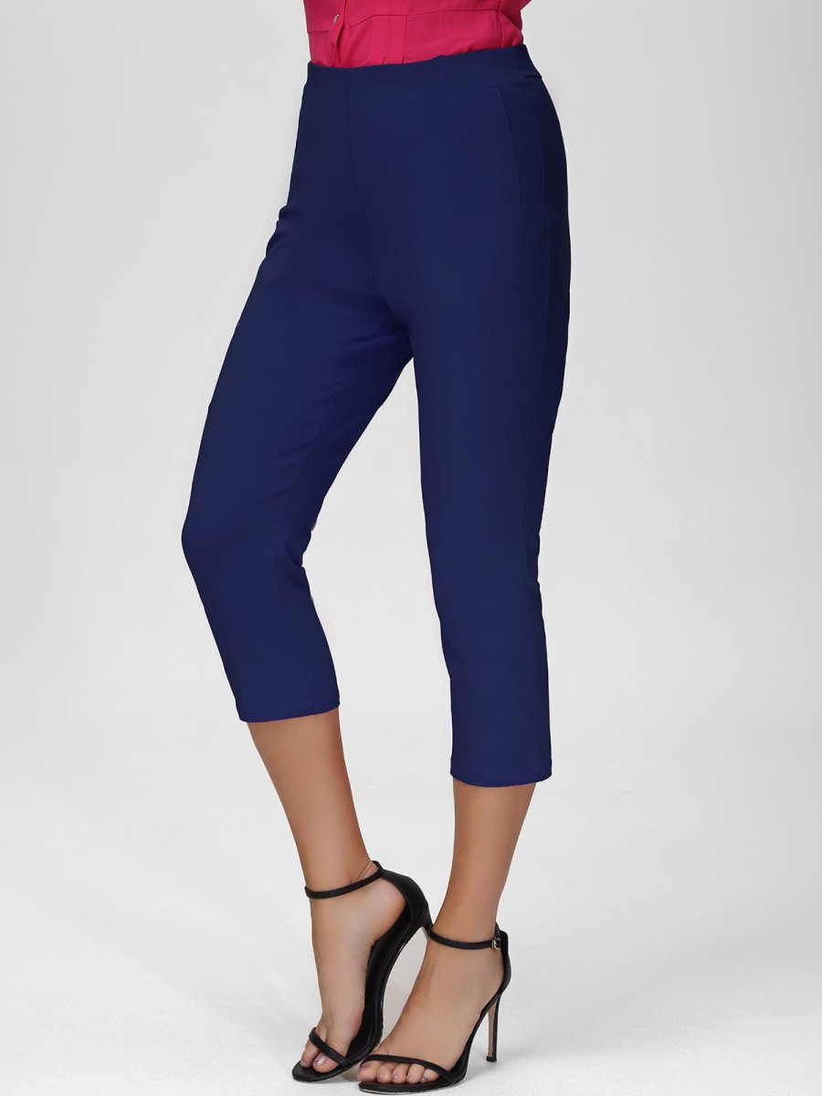 Women 89th + Madison Pants | High Waist Pull-On Capri Pants Medieval Blue