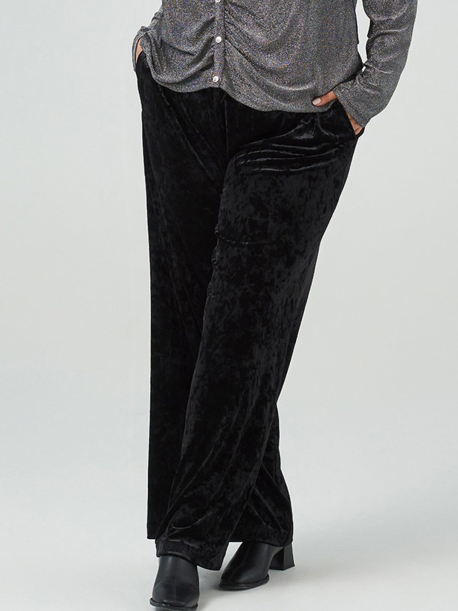 Women 89th + Madison Pants | Mid-Rise Relaxed Velvet Pants Black Beauty