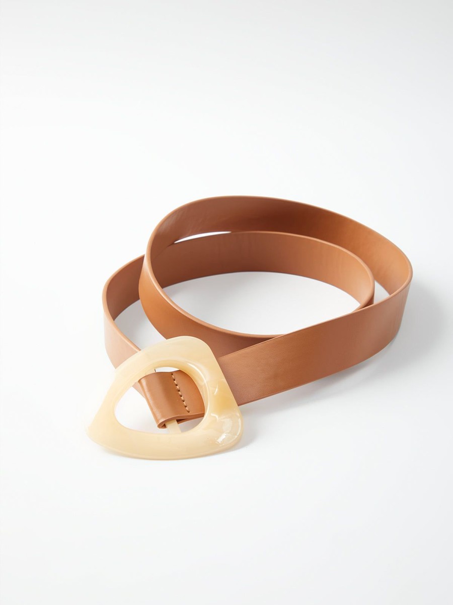 Women 89th + Madison Belts | Gold Twist Buckle Belt Light Brown