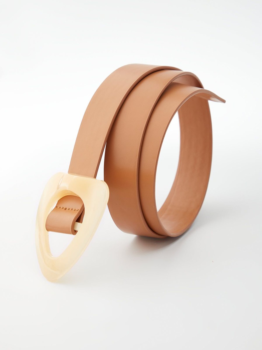 Women 89th + Madison Belts | Gold Twist Buckle Belt Light Brown