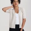 Women 89th + Madison Tops | Puff Sleeve Pointelle Open Cardigan