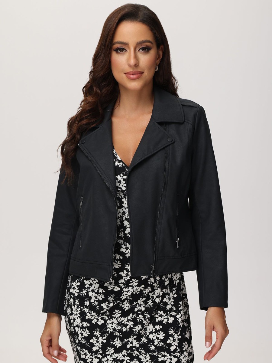 Women 89th + Madison Jackets & Blazers | Faux Suede Biker Jacket Black Beauty