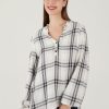 Women 89th + Madison Tops | Plaid Puff Sleeve Blouse Black And White Check Combo