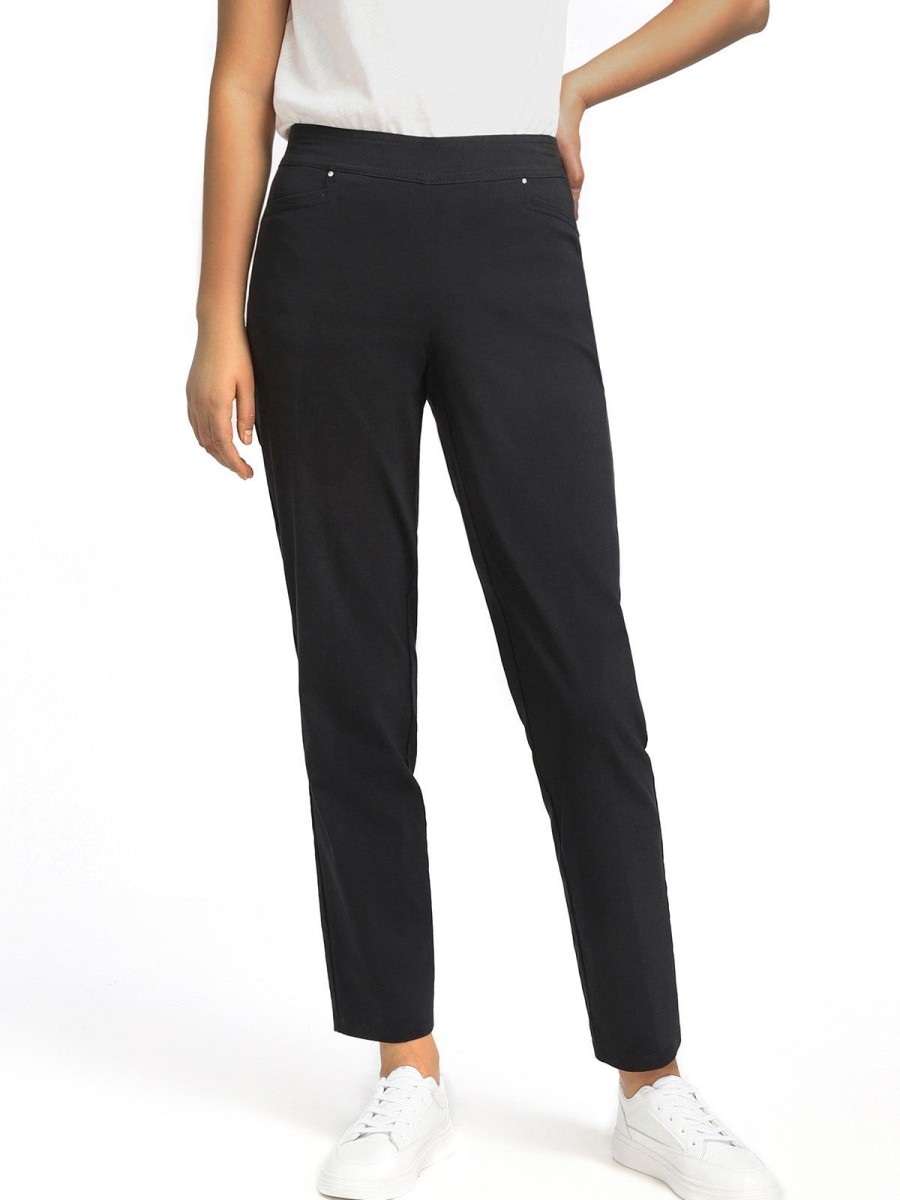 Women 89th + Madison Pants | Comfort Waist Millennium Pants With Front Pockets By Retrology Black