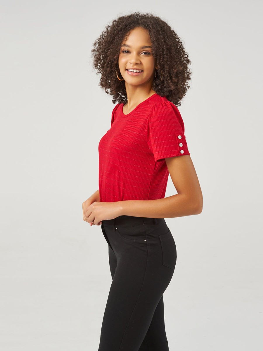 Women 89th + Madison Tops | Puff Sleeve Rib Top