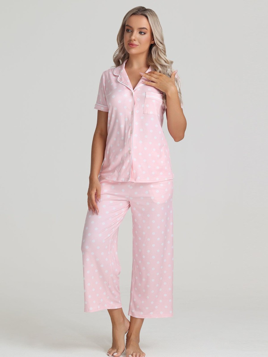 Women 89th + Madison Sleepwear | Polka Dot Pajamas Set Icy Pink Combo