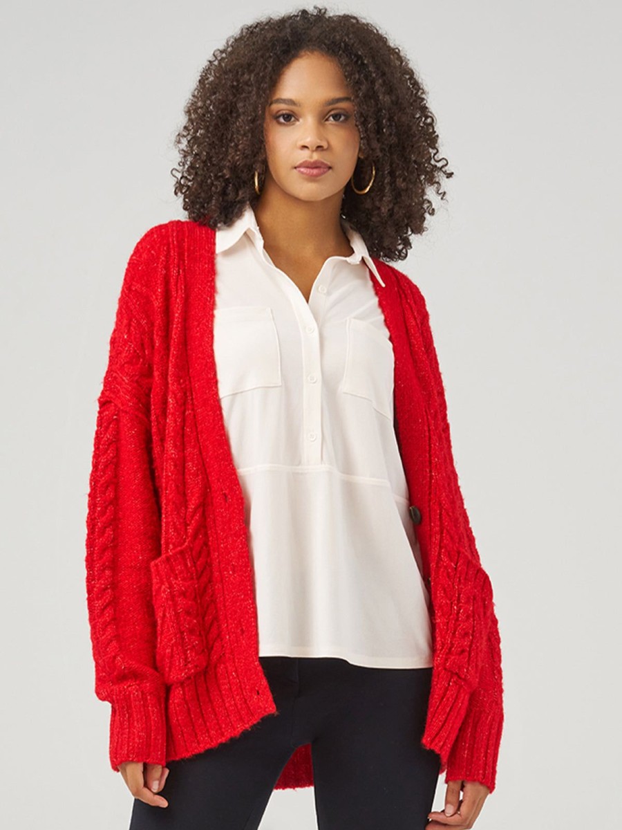 Women 89th + Madison Tops | Cable Cardigan