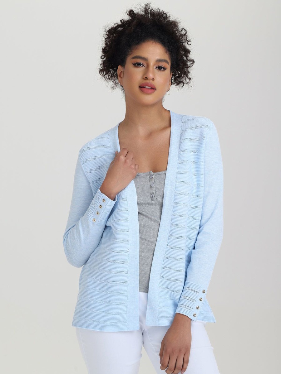 Women 89th + Madison Sweaters & Cardigans | Button Cuff Pointelle Open Cardigan