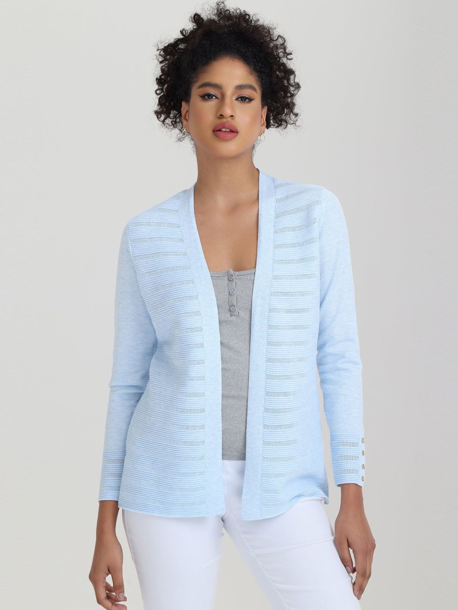 Women 89th + Madison Sweaters & Cardigans | Button Cuff Pointelle Open Cardigan