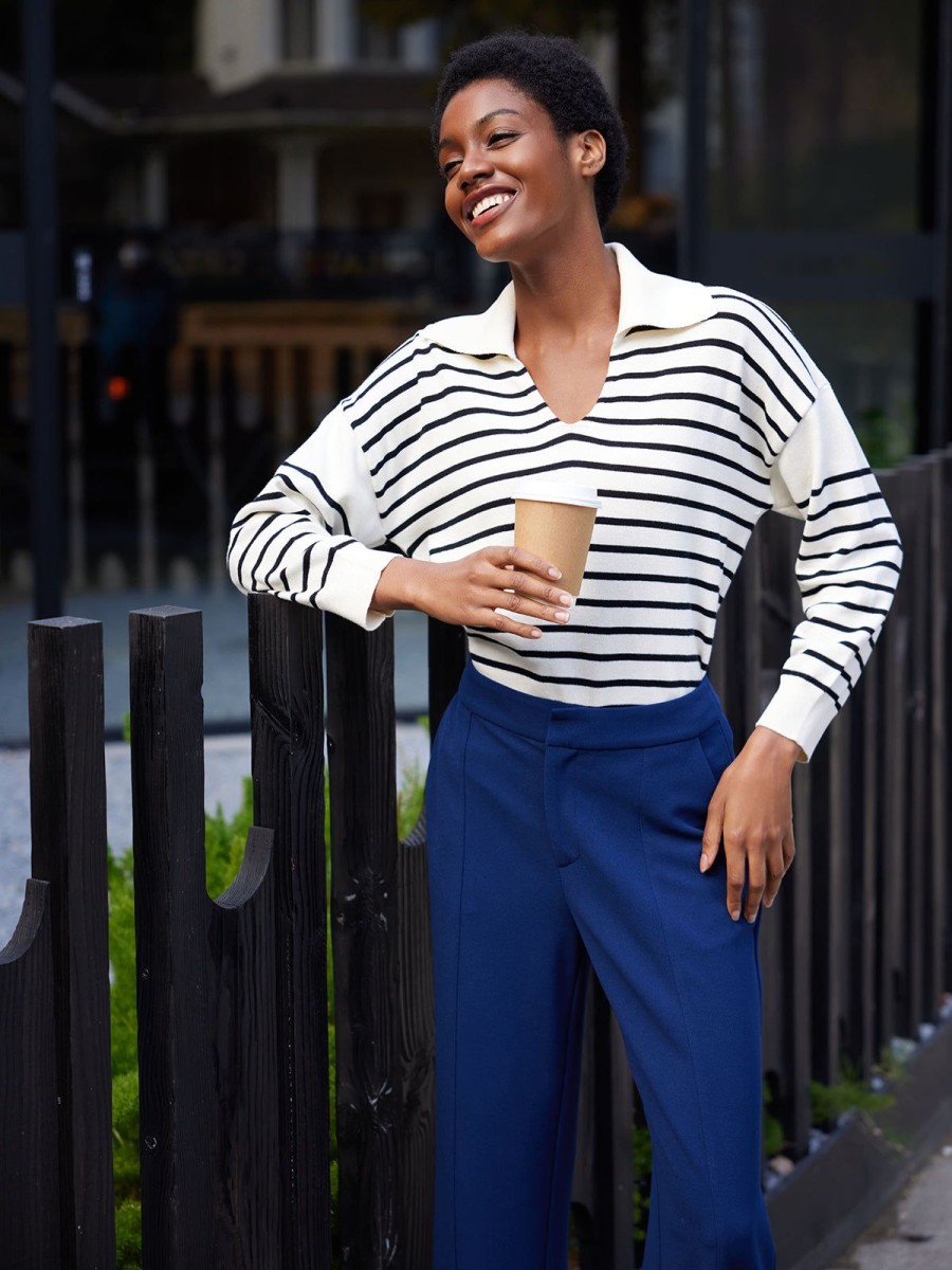 Women 89th + Madison Tops | Stripe Polo Pullover