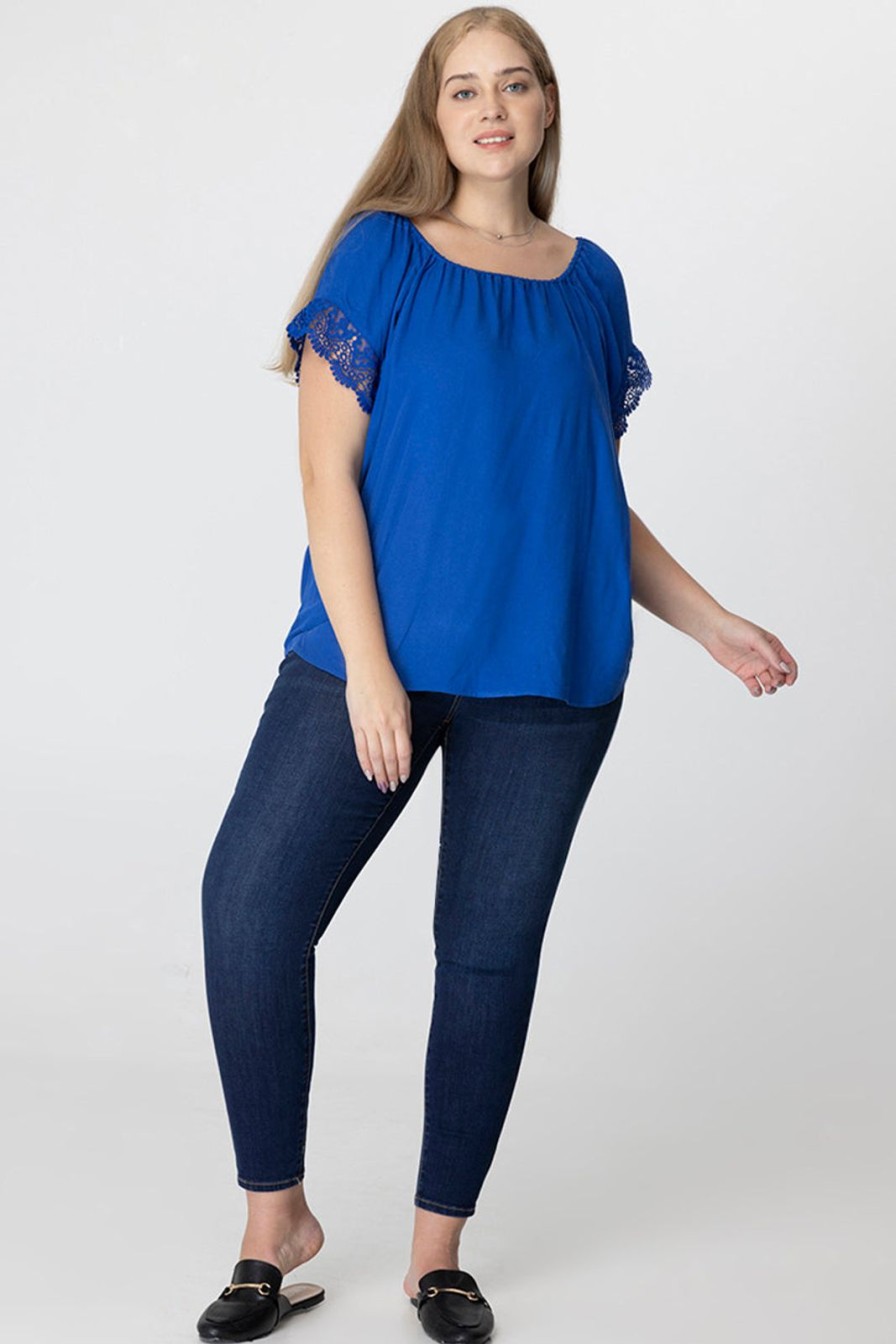 Women 89th + Madison Tops | Lace Trim Short Sleeve Top