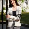 Women 89th + Madison Sweaters & Cardigans | Stripe Open Front Cardigan Egret Combo