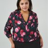 Women 89th + Madison Tops | Floral V-Neck Blouson Sleeve Blouse Fragrance Rhapsody