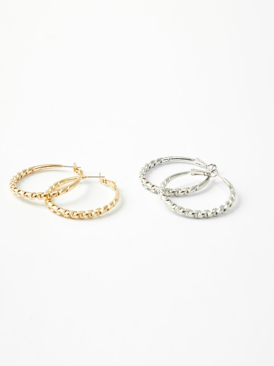 Women 89th + Madison Earrings | 2-Pack Gold And Silver Hoop Earrings Gold/Silver