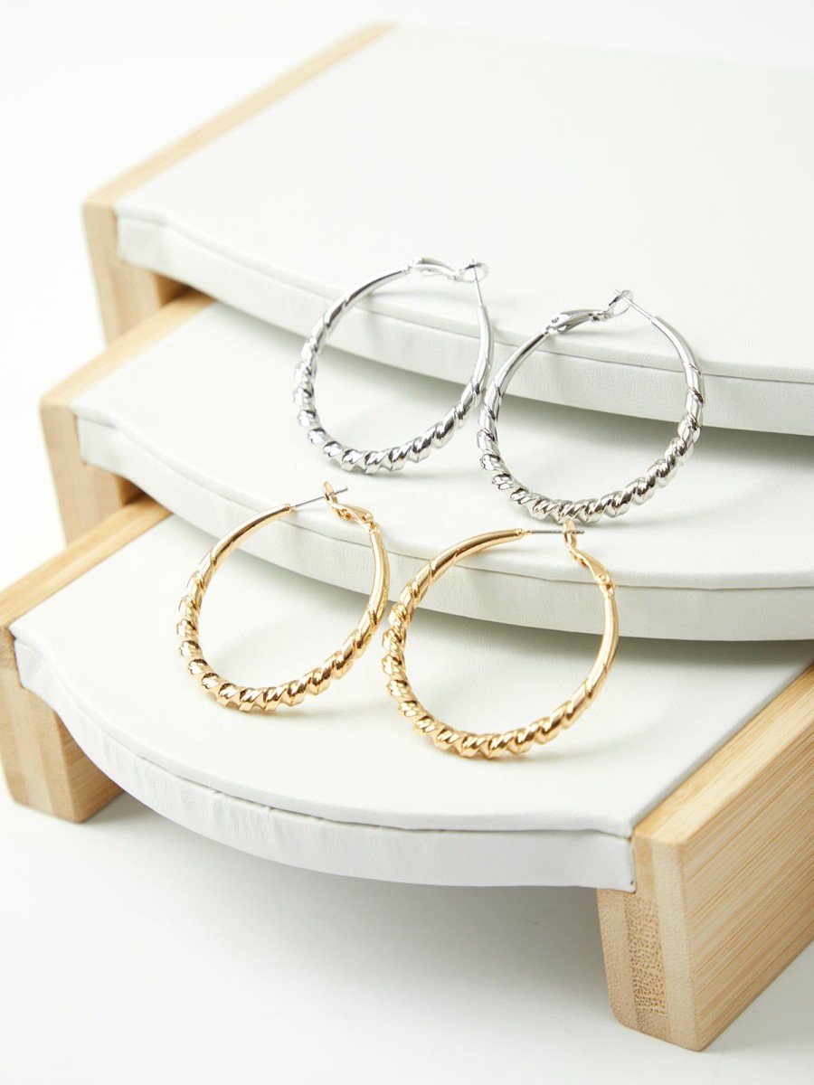 Women 89th + Madison Earrings | 2-Pack Gold And Silver Hoop Earrings Gold/Silver