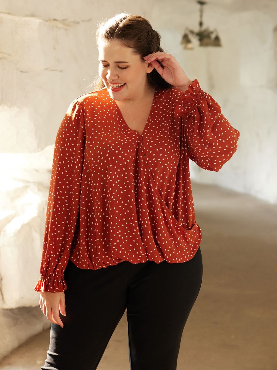 Women 89th + Madison Tops | Polka Dots Wrap Top