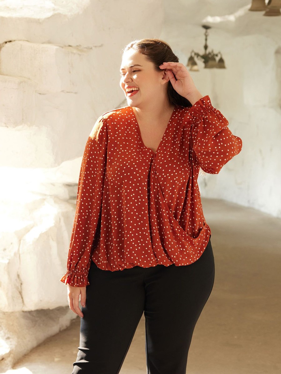 Women 89th + Madison Tops | Polka Dots Wrap Top