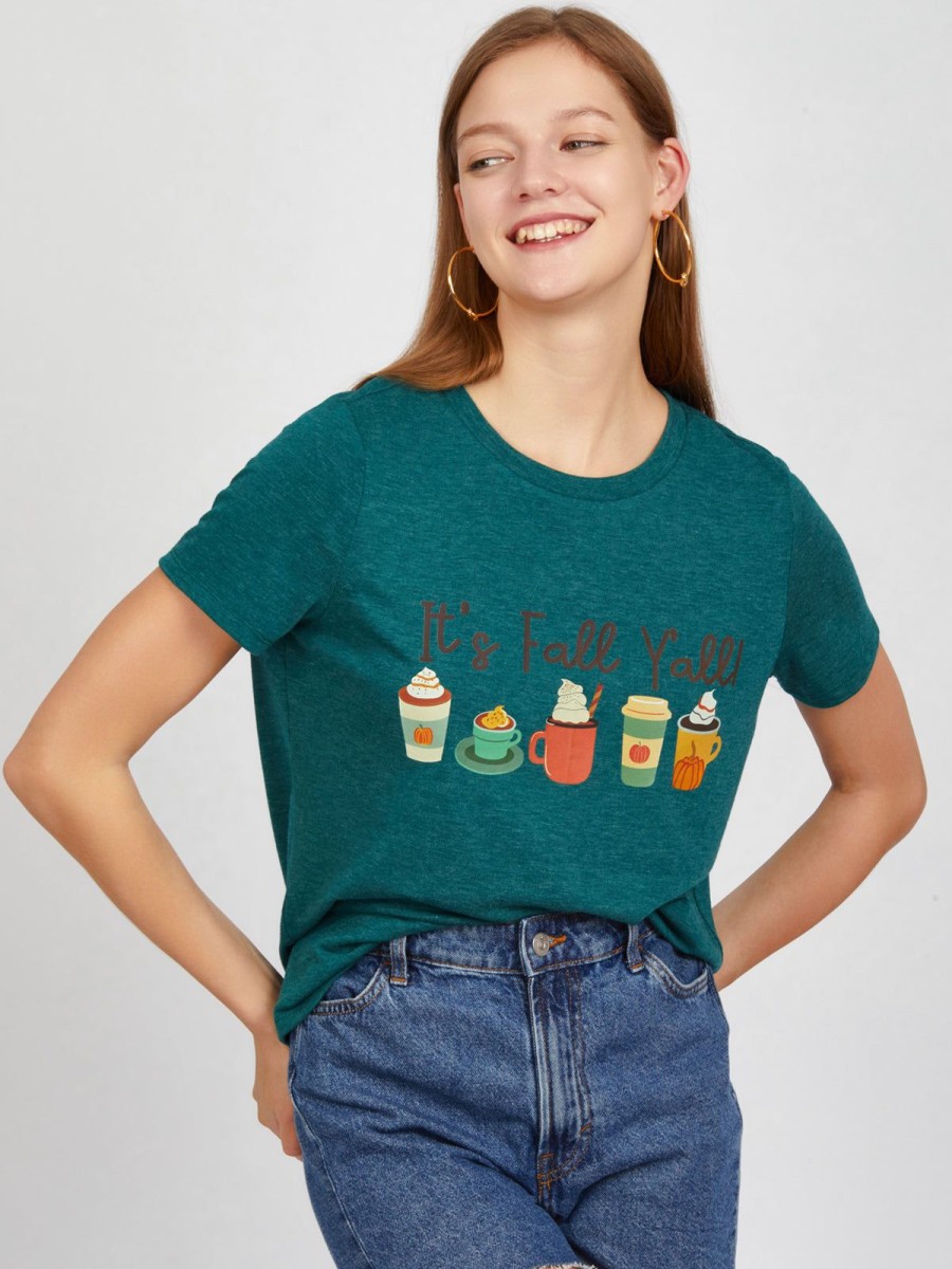 Women 89th + Madison Tops | It'S Fall Yall Graphic Tee Green