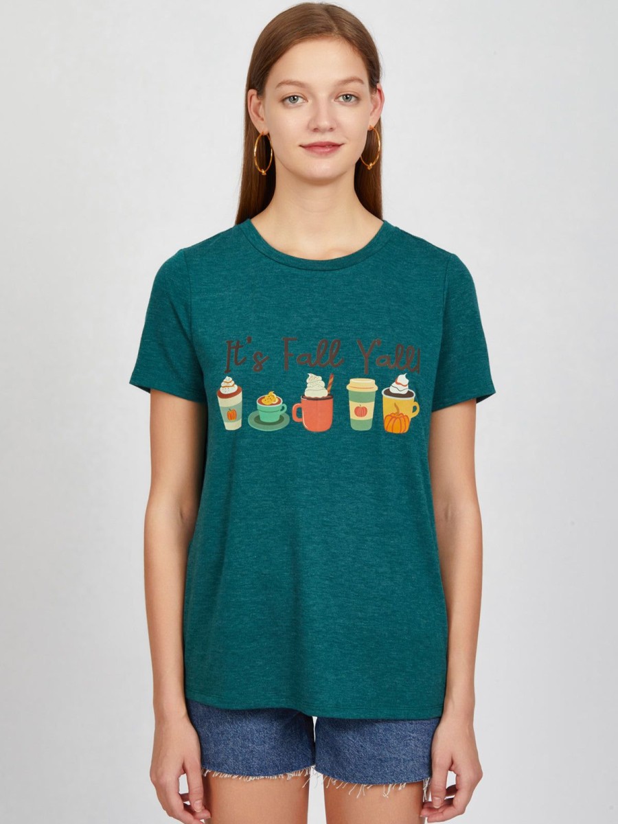 Women 89th + Madison Tops | It'S Fall Yall Graphic Tee Green